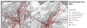 Kartenauschnitt mit Darstellung der Verkehrsmengen Radverkehr in Jena